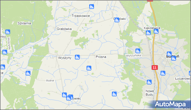 mapa Prosna gmina Budzyń, Prosna gmina Budzyń na mapie Targeo