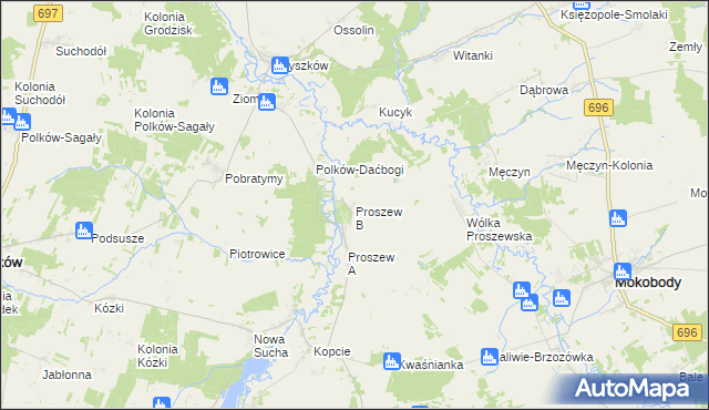 mapa Proszew B, Proszew B na mapie Targeo