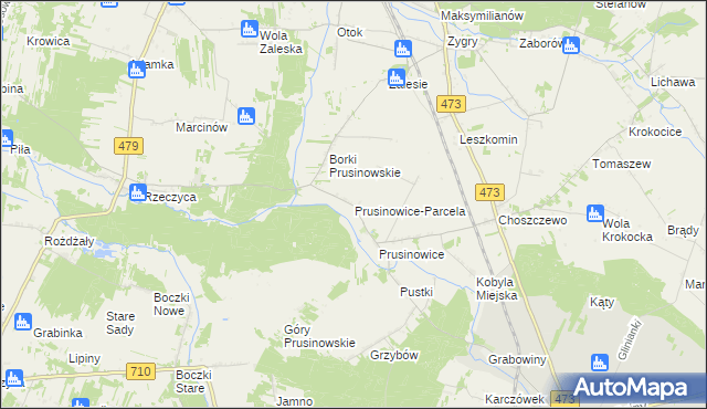mapa Prusinowice-Parcela, Prusinowice-Parcela na mapie Targeo