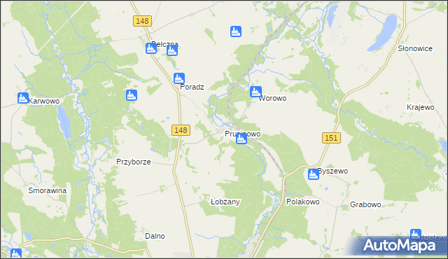 mapa Prusinowo gmina Łobez, Prusinowo gmina Łobez na mapie Targeo