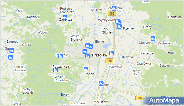 mapa Przecław powiat mielecki, Przecław powiat mielecki na mapie Targeo