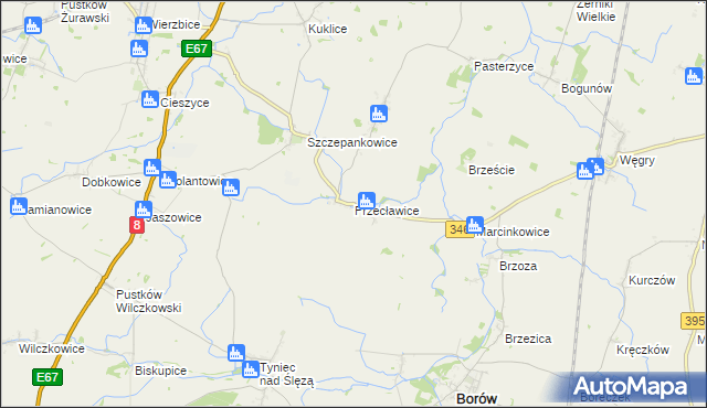 mapa Przecławice gmina Żórawina, Przecławice gmina Żórawina na mapie Targeo