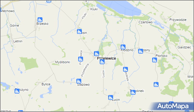 mapa Przelewice powiat pyrzycki, Przelewice powiat pyrzycki na mapie Targeo