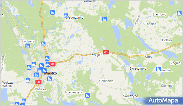 mapa Przęsin, Przęsin na mapie Targeo