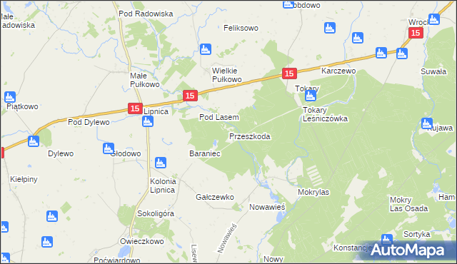 mapa Przeszkoda gmina Golub-Dobrzyń, Przeszkoda gmina Golub-Dobrzyń na mapie Targeo