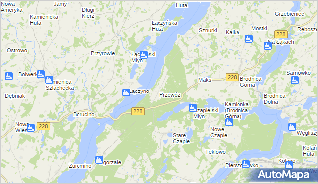 mapa Przewóz gmina Chmielno, Przewóz gmina Chmielno na mapie Targeo