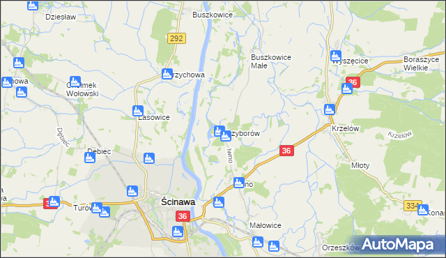 mapa Przyborów gmina Wińsko, Przyborów gmina Wińsko na mapie Targeo