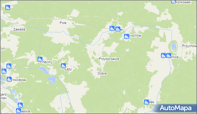mapa Przyborowice gmina Gubin, Przyborowice gmina Gubin na mapie Targeo