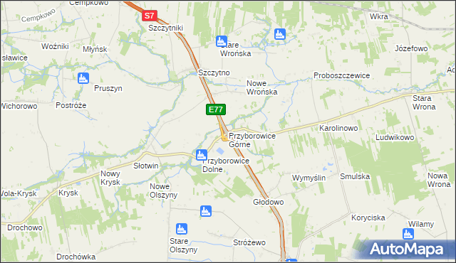 mapa Przyborowice Górne, Przyborowice Górne na mapie Targeo