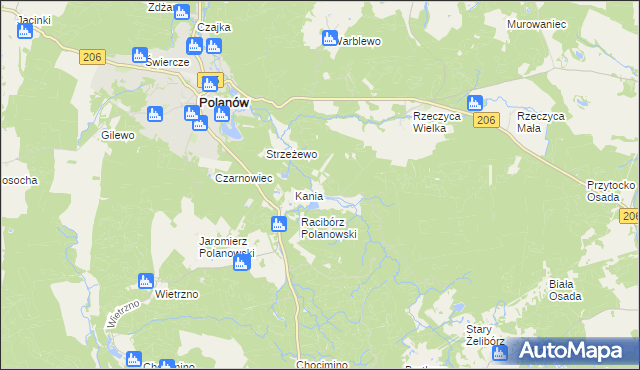 mapa Przybrodzie gmina Polanów, Przybrodzie gmina Polanów na mapie Targeo