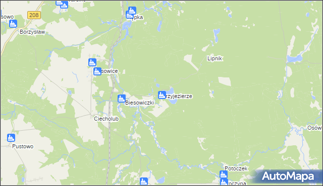 mapa Przyjezierze gmina Kępice, Przyjezierze gmina Kępice na mapie Targeo