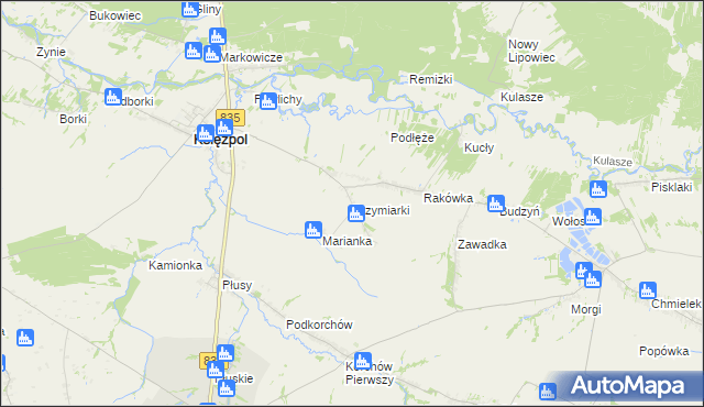 mapa Przymiarki gmina Księżpol, Przymiarki gmina Księżpol na mapie Targeo
