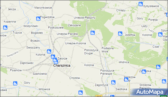 mapa Pstroszyce Drugie, Pstroszyce Drugie na mapie Targeo