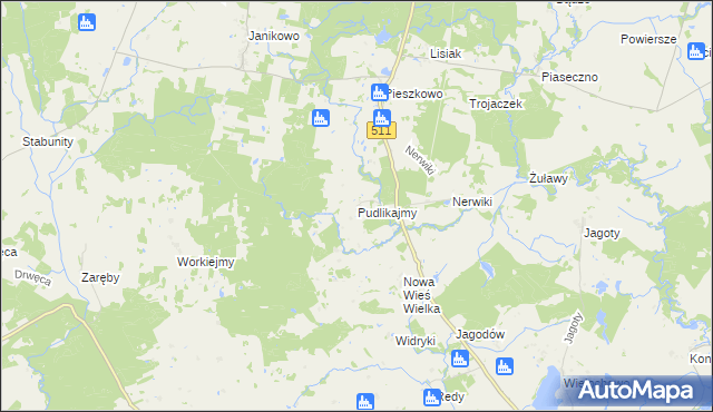 mapa Pudlikajmy, Pudlikajmy na mapie Targeo