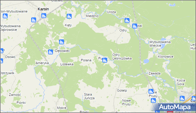 mapa Pustki gmina Czersk, Pustki gmina Czersk na mapie Targeo