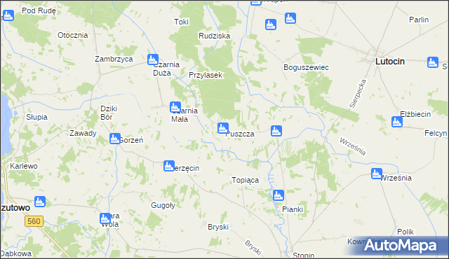 mapa Puszcza gmina Rościszewo, Puszcza gmina Rościszewo na mapie Targeo