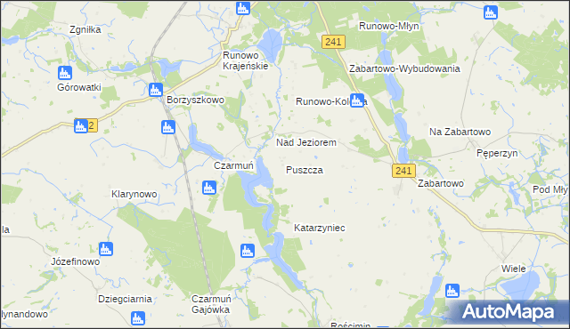 mapa Puszcza gmina Więcbork, Puszcza gmina Więcbork na mapie Targeo