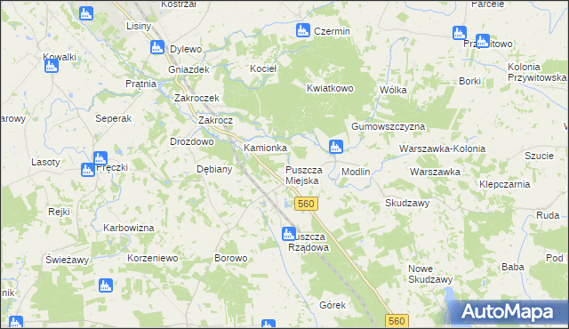 mapa Puszcza Miejska, Puszcza Miejska na mapie Targeo