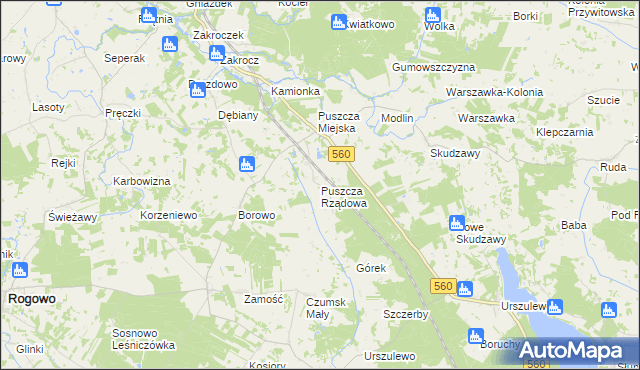 mapa Puszcza Rządowa, Puszcza Rządowa na mapie Targeo