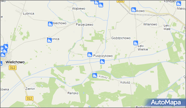 mapa Puszczykowo gmina Kamieniec, Puszczykowo gmina Kamieniec na mapie Targeo