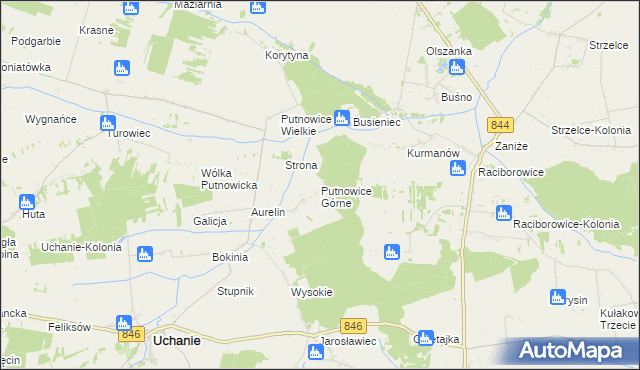 mapa Putnowice Górne, Putnowice Górne na mapie Targeo