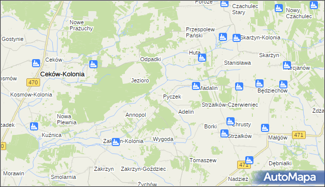 mapa Pyczek, Pyczek na mapie Targeo