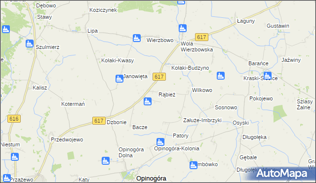 mapa Rąbież gmina Opinogóra Górna, Rąbież gmina Opinogóra Górna na mapie Targeo