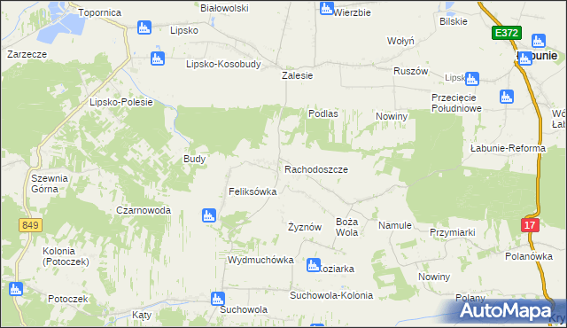 mapa Rachodoszcze, Rachodoszcze na mapie Targeo