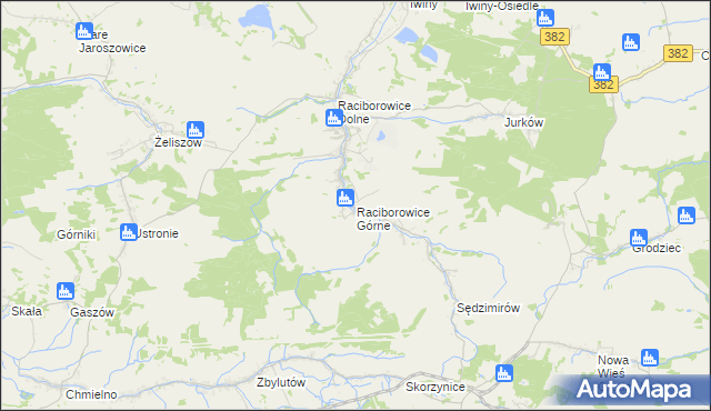 mapa Raciborowice Górne, Raciborowice Górne na mapie Targeo