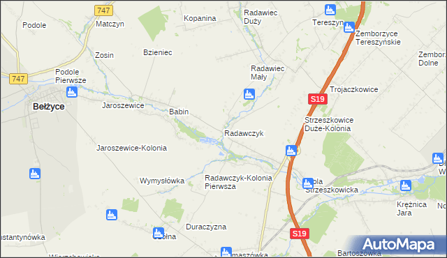 mapa Radawczyk gmina Niedrzwica Duża, Radawczyk gmina Niedrzwica Duża na mapie Targeo