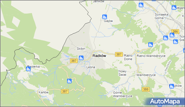 mapa Radków powiat kłodzki, Radków powiat kłodzki na mapie Targeo