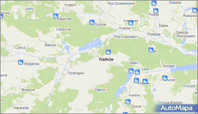 mapa Radków powiat włoszczowski, Radków powiat włoszczowski na mapie Targeo