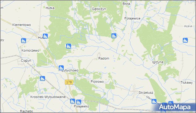 mapa Radom gmina Ryczywół, Radom gmina Ryczywół na mapie Targeo