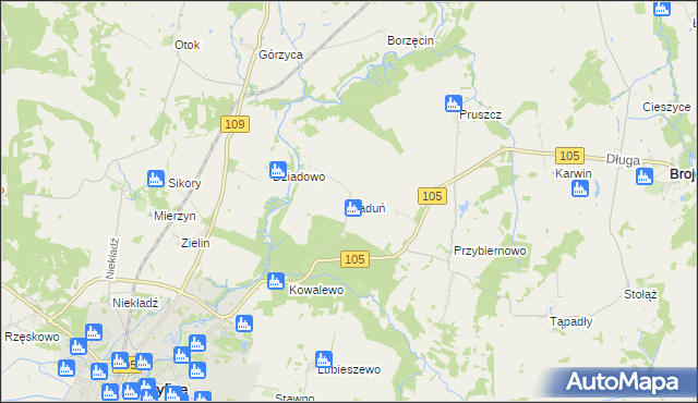 mapa Raduń gmina Gryfice, Raduń gmina Gryfice na mapie Targeo