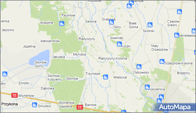 mapa Radyczyny-Kolonia, Radyczyny-Kolonia na mapie Targeo