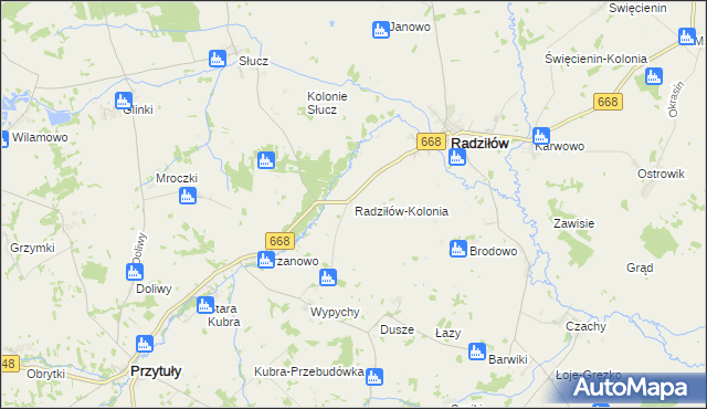 mapa Radziłów-Kolonia, Radziłów-Kolonia na mapie Targeo
