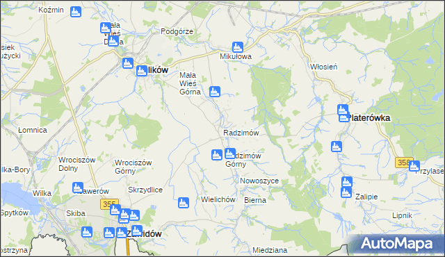 mapa Radzimów, Radzimów na mapie Targeo
