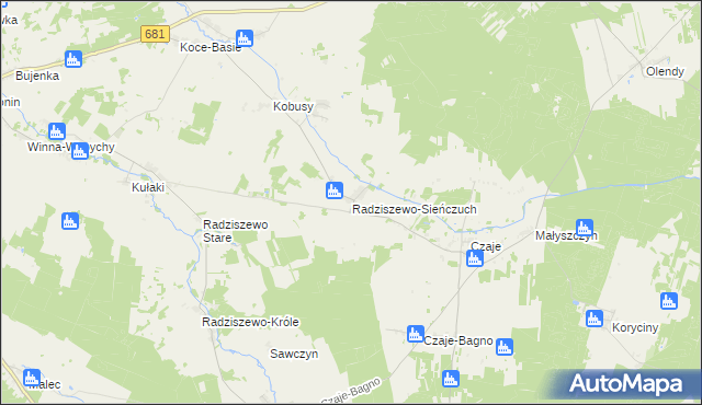 mapa Radziszewo-Sieńczuch, Radziszewo-Sieńczuch na mapie Targeo