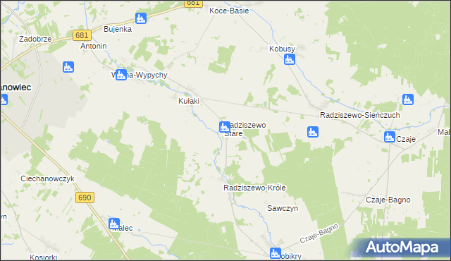 mapa Radziszewo-Sobiechowo, Radziszewo-Sobiechowo na mapie Targeo