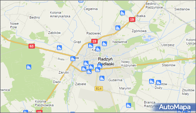 mapa Radzyń Podlaski, Radzyń Podlaski na mapie Targeo