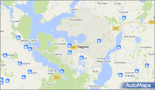 mapa Rajgród powiat grajewski, Rajgród powiat grajewski na mapie Targeo