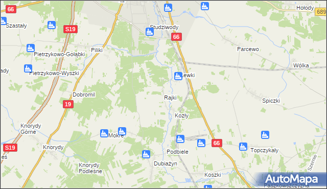 mapa Rajki, Rajki na mapie Targeo