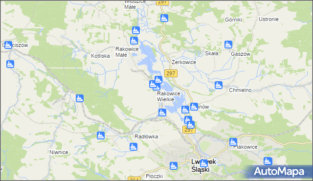 mapa Rakowice Wielkie, Rakowice Wielkie na mapie Targeo