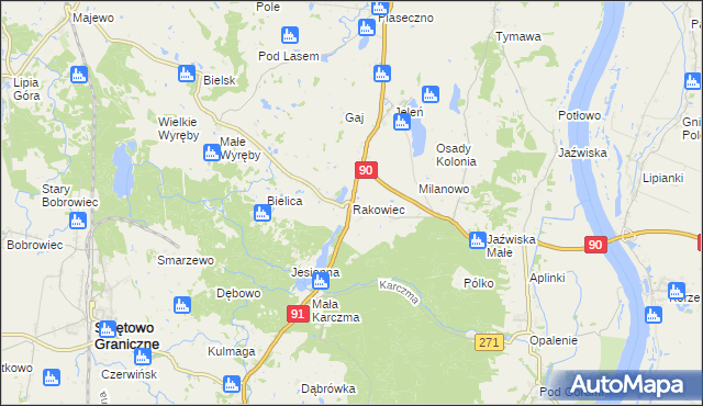 mapa Rakowiec gmina Gniew, Rakowiec gmina Gniew na mapie Targeo
