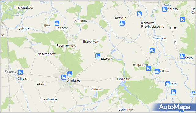 mapa Raszewy gmina Żerków, Raszewy gmina Żerków na mapie Targeo