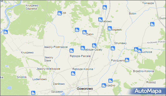 mapa Rębisze-Działy, Rębisze-Działy na mapie Targeo