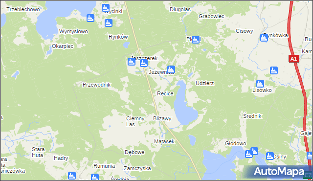 mapa Recice, Recice na mapie Targeo