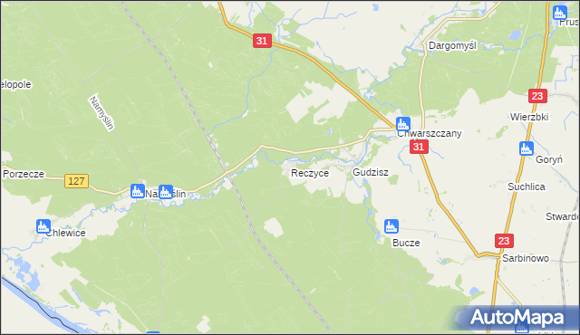 mapa Reczyce gmina Boleszkowice, Reczyce gmina Boleszkowice na mapie Targeo