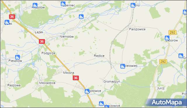 mapa Redlice, Redlice na mapie Targeo