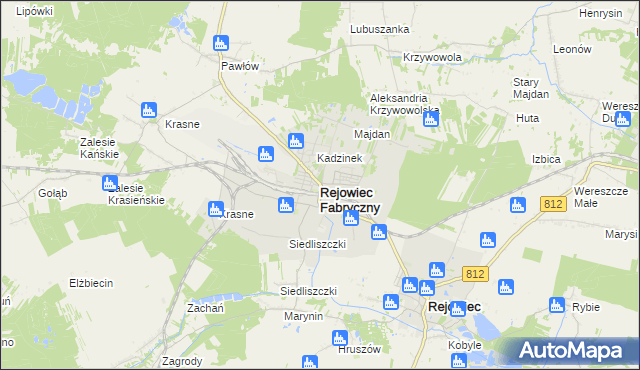 mapa Rejowiec Fabryczny, Rejowiec Fabryczny na mapie Targeo